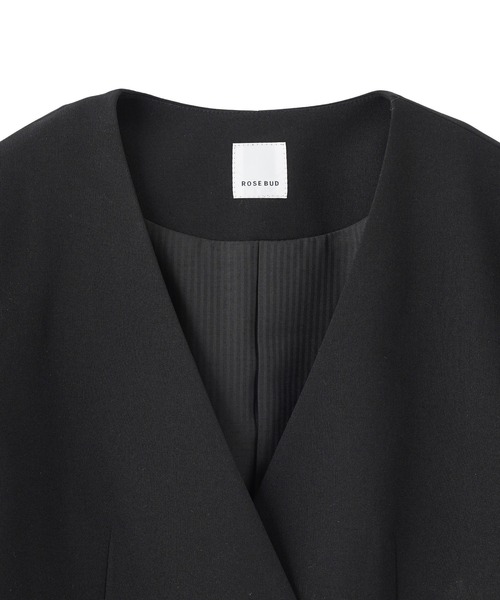 ROSE BUD（ローズバッド）の「ノーカラーダブルジャケット（ノーカラージャケット・レディース・ブラウン/ブラック・S/M）」の10枚目の写真