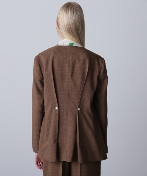 ROSE BUD（ローズバッド）の「ノーカラーダブルジャケット（ノーカラージャケット・レディース・ブラウン/ブラック・S/M）」の21枚目の写真