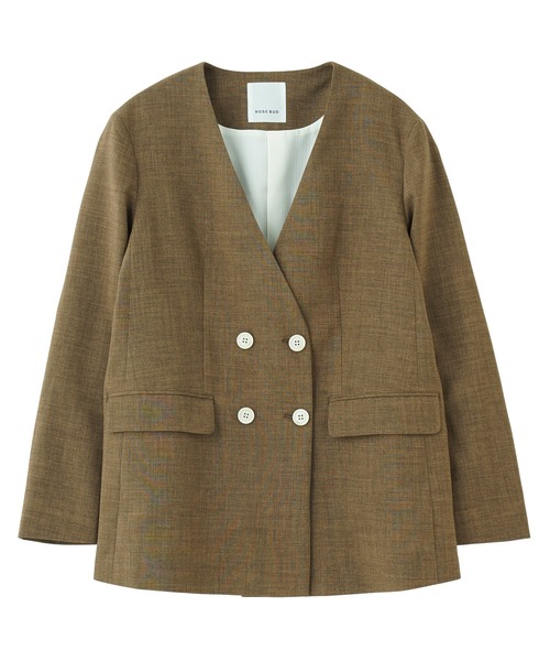 ROSE BUD（ローズバッド）の「ノーカラーダブルジャケット（ノーカラージャケット・レディース・ブラウン/ブラック・S/M）」の18枚目の写真