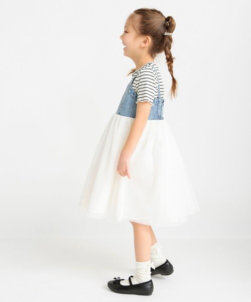BRANSHES（ブランシェス）の「【プチレディ】チュール切替ジャンパースカート（ジャンパースカート・キッズ・チャコールグレー/ブルー・100/110/120/130/140/150）」の13枚目の写真