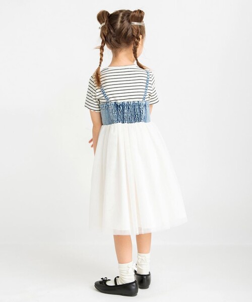 BRANSHES（ブランシェス）の「【プチレディ】チュール切替ジャンパースカート（ジャンパースカート・キッズ・チャコールグレー/ブルー・100/110/120/130/140/150）」の12枚目の写真