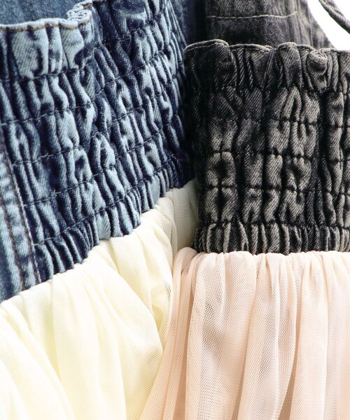 BRANSHES（ブランシェス）の「【プチレディ】チュール切替ジャンパースカート（ジャンパースカート・キッズ・チャコールグレー/ブルー・100/110/120/130/140/150）」の5枚目の写真