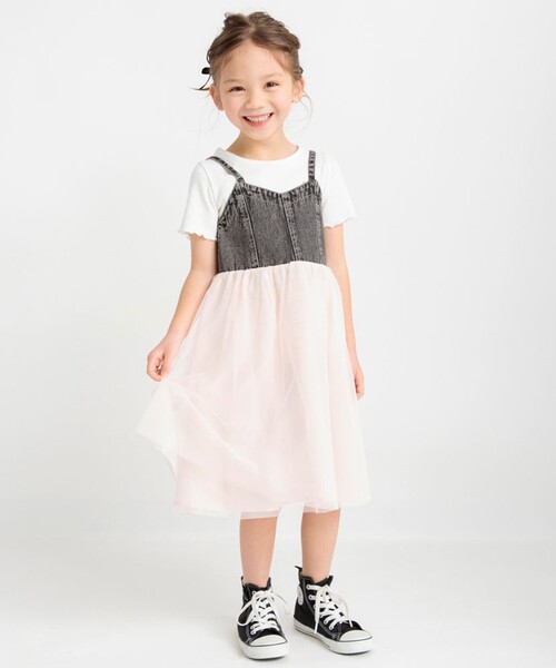 BRANSHES（ブランシェス）の「【プチレディ】チュール切替ジャンパースカート（ジャンパースカート・キッズ・チャコールグレー/ブルー・100/110/120/130/140/150）」の21枚目の写真