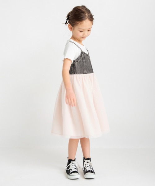 BRANSHES(ブランシェス)の「【プチレディ】チュール切替ジャンパースカート(ジャンパースカート・キッズ・チャコールグレー/ブルー・100/110/120/130/140/150)」の16枚目の写真