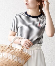 PETIT BATEAU | 【SHIPS any別注】PETIT BATEAU: ロゴ プリント コンパクト ボーダー TEE 25SS(Tシャツ/カットソー)