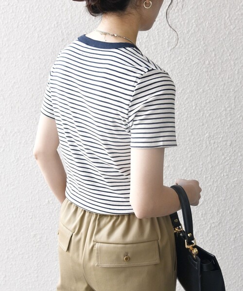 PETIT BATEAU(プチバトー)の「【SHIPS any別注】PETIT BATEAU: ロゴ プリント コンパクト ボーダー TEE 25SS(Tシャツ/カットソー・レディース・ダークグレー/ネイビー・ONE SIZE)」の15枚目の写真