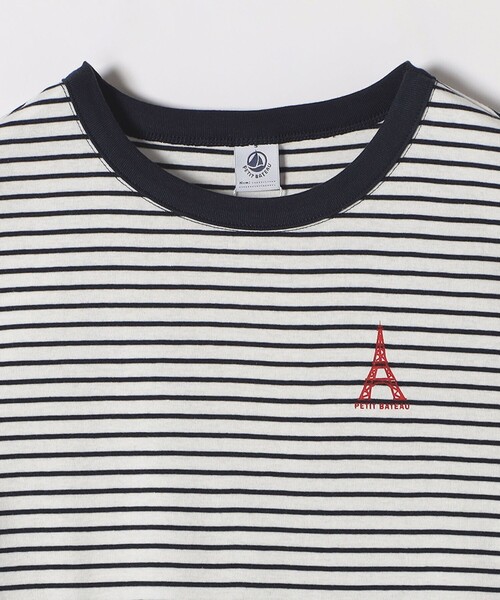 【SHIPS any別注】PETIT BATEAU: ロゴ プリント コンパクト ボーダー TEE SHIPS｜【SHIPS any別注】PETIT BATEAU: ロゴ プリント