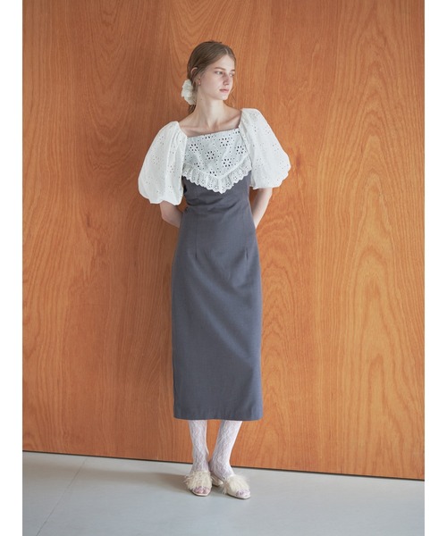 etre loin（エトルワン）の「embroidered scarf dress（ワンピース・レディース・グレー/ブルー/ブラック・M）」の4枚目の写真