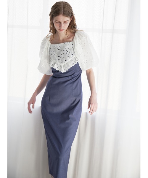 etre loin(エトルワン)の「embroidered scarf dress(ワンピース・レディース・グレー/ブルー/ブラック・M)」の6枚目の写真