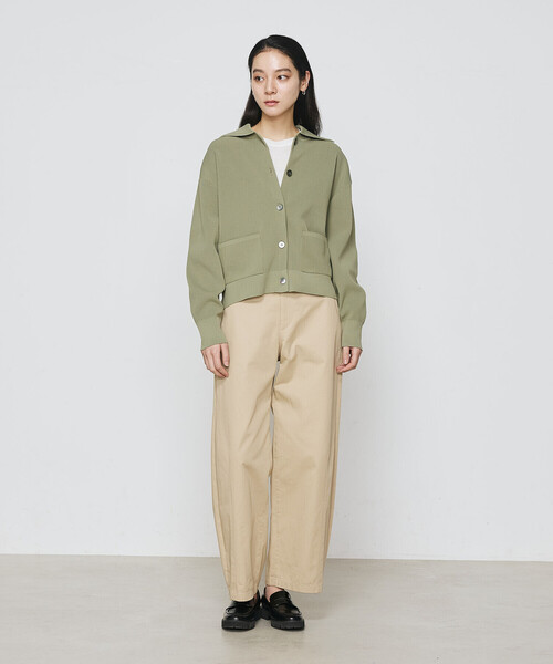 COMME CA（コムサ）の「片畦編 ニットカーディガン（カーディガン/ボレロ・レディース・ライトカーキ/ネイビー・FREE）」の6枚目の写真