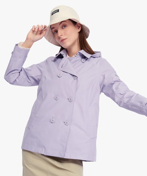 AIGLE(エーグル)の「GORE-TEX ゴアテックス 防風 撥水 透湿 フーデッドショートトレンチコート(トレンチコート・レディース・ライトグリーン/ライトパープル・34/38/36/40)」の9枚目の写真