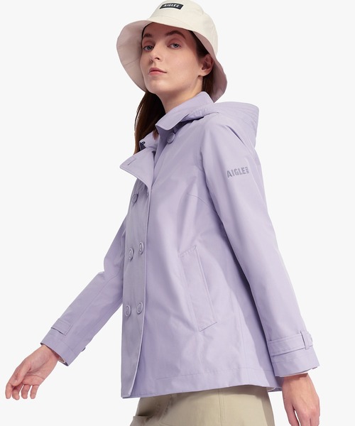 AIGLE(エーグル)の「GORE-TEX ゴアテックス 防風 撥水 透湿 フーデッドショートトレンチコート(トレンチコート・レディース・ライトグリーン/ライトパープル・34/38/36/40)」の10枚目の写真