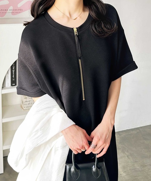 セール】前後2WAYハーフジップTシャツワンピース（ワンピース