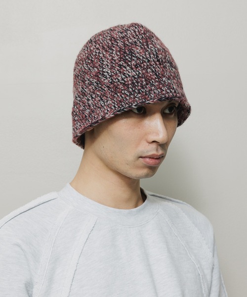 BAL（バル）の「MIXED HAND KNIT BUCKET HAT（ハット・メンズ・ブラック/ブラウン/バーガンディー・FREE）」の3枚目の写真