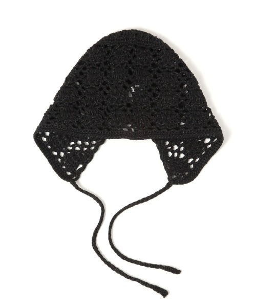 LOWRYS FARM（ローリーズファーム）の「クロシェボンネットビーニー 253116（ニットキャップ/ビーニー・レディース・ブラック/アイボリー・FREE）」の4枚目の写真