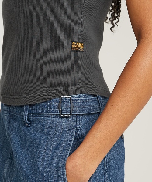 G-STAR(ジースター)の「SPAGHETTI STRAP RIB TOP/オーバーダイリブキャミソール/タンクトップ(キャミソール・レディース・ダークブラック/ブルー系その他・X-SMALL/SMALL/MEDIUM)」の4枚目の写真