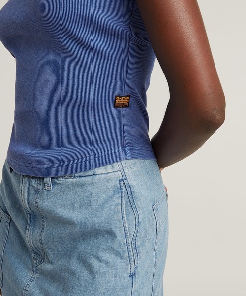 G-STAR(ジースター)の「SPAGHETTI STRAP RIB TOP/オーバーダイリブキャミソール/タンクトップ(キャミソール・レディース・ダークブラック/ブルー系その他・X-SMALL/SMALL/MEDIUM)」の10枚目の写真