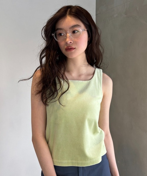 FUULLY STUDIO(フーリィーステューディオ)の「2WAYシアーパイルタンクトップ(タンクトップ・レディース・チャコールグレー/ライム/ネイビー・FREE)」の2枚目の写真