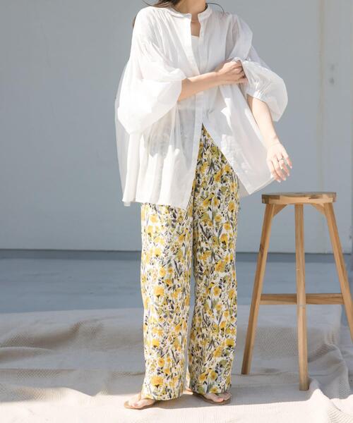 セール】『イージーケア/接触冷感』フラワープリントイージーパンツ