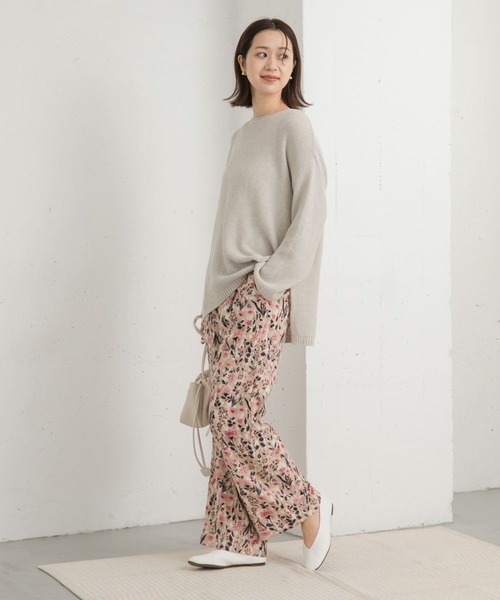 新品タグ付◉ M DOORS 『イージーケア』フラワープリントイージーパンツ セール】『イージーケア/接触冷感』フラワープリントイージーパンツ