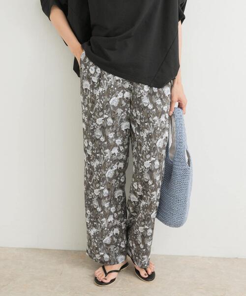 セール】『イージーケア/接触冷感』フラワープリントイージーパンツ