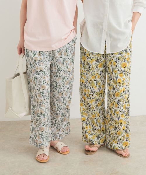 新品タグ付◉ M DOORS 『イージーケア』フラワープリントイージーパンツ セール】『イージーケア/接触冷感』フラワープリントイージー