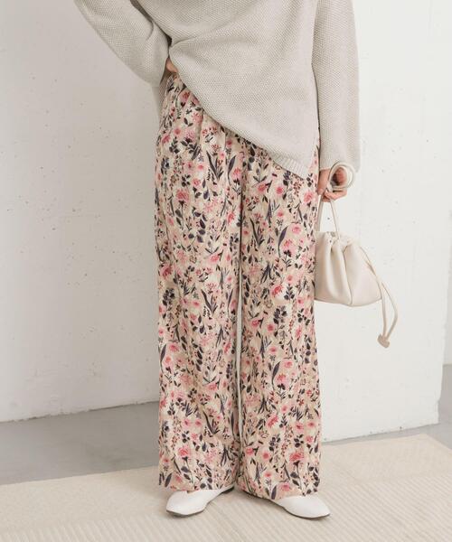 セール】『イージーケア/接触冷感』フラワープリントイージーパンツ