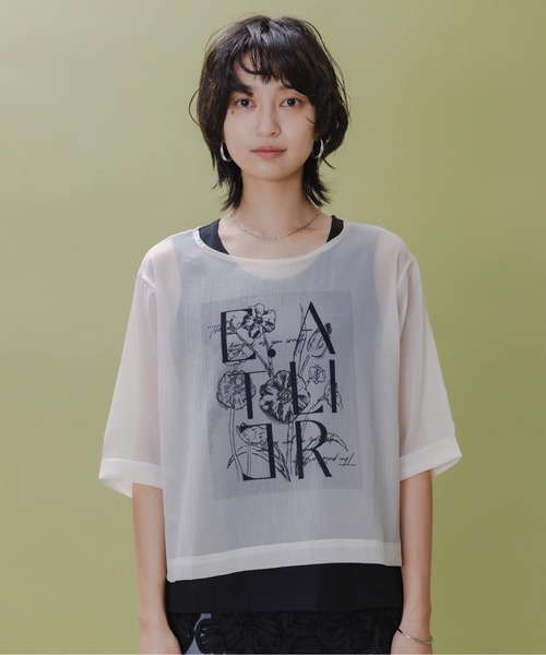 セール】シアーレイヤード プリントトップス（Tシャツ