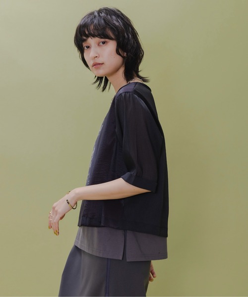 tシャツ シアーレイヤード プリントトップス レディース シアーレイヤード プリントトップス（Tシャツ/カットソー