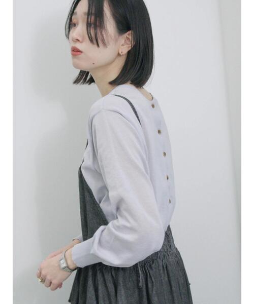 Samansa Mos2 blue（サマンサモスモスブルー）の「マルチスタイル前後2wayクルーカーディガン（カーディガン/ボレロ・レディース・シルバーグレー/ネイビー/ミント/キナリ・M/L）」の3枚目の写真