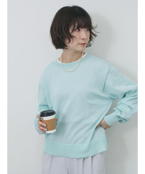 Samansa Mos2 blue（サマンサモスモスブルー）の「マルチスタイル前後2wayクルーカーディガン（カーディガン/ボレロ・レディース・シルバーグレー/ネイビー/ミント/キナリ・M/L）」の5枚目の写真