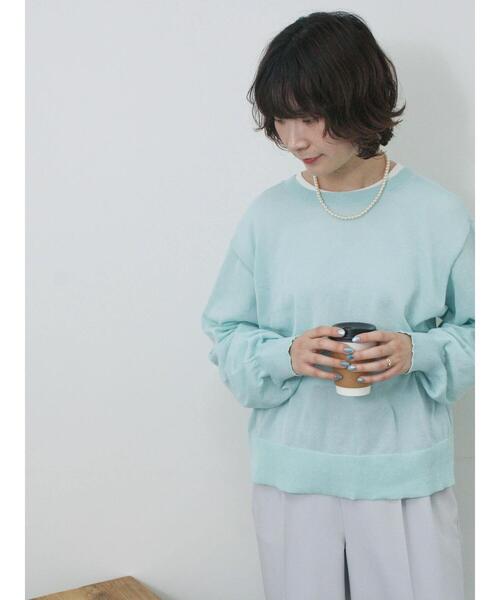 Samansa Mos2 blue（サマンサモスモスブルー）の「マルチスタイル前後2wayクルーカーディガン（カーディガン/ボレロ・レディース・シルバーグレー/ネイビー/ミント/キナリ・M/L）」の6枚目の写真