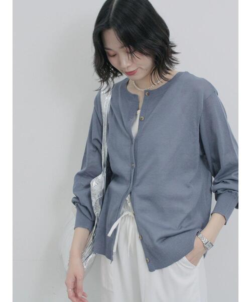 Samansa Mos2 blue（サマンサモスモスブルー）の「マルチスタイル前後2wayクルーカーディガン（カーディガン/ボレロ・レディース・シルバーグレー/ネイビー/ミント/キナリ・M/L）」の13枚目の写真