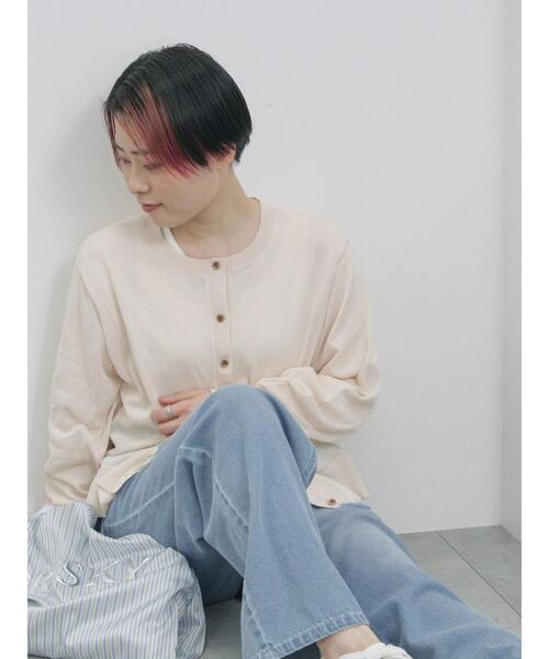 Samansa Mos2 blue（サマンサモスモスブルー）の「マルチスタイル前後2wayクルーカーディガン（カーディガン/ボレロ・レディース・シルバーグレー/ネイビー/ミント/キナリ・M/L）」の18枚目の写真