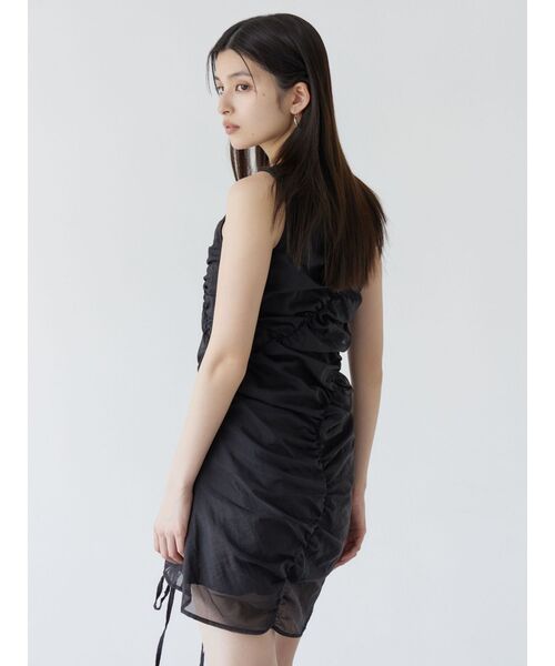 MURUA(ムルーア)の「シャーリングミニワンピース(ワンピース・レディース・ブラック/グレー・FREE)」の6枚目の写真