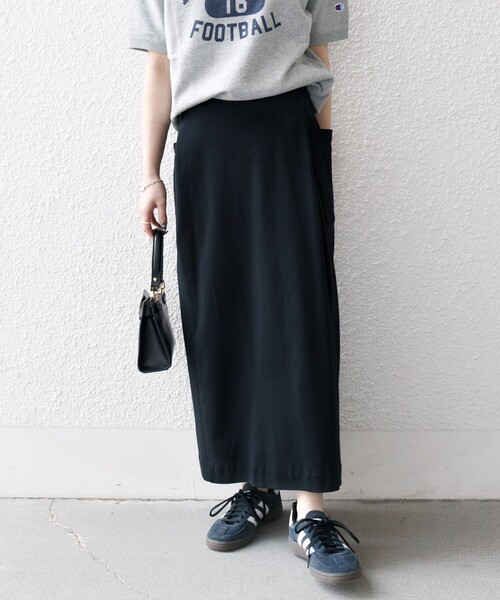 SHIPS any（シップス エニィ）の「SHIPS any:〈接触冷感/汗染み防止加工/洗濯機可能〉Iライン イージー スカート（スカート・レディース・ブラック/グレー系その他・ONE SIZE）」の5枚目の写真