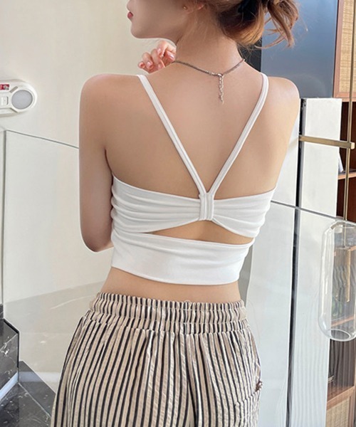 Miniministore(ミニミニストア)の「カップ付きキャミソール背中あきブラトップ(キャミソール・レディース・ホワイト/ブラウン/ピンク/イエロー/モカ/ブラック・FREE)」の1枚目の写真