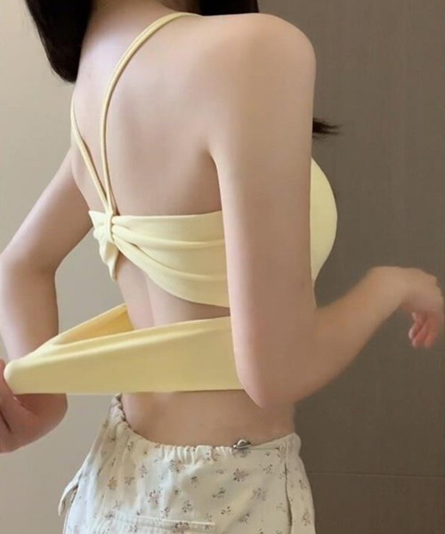 Miniministore(ミニミニストア)の「カップ付きキャミソール背中あきブラトップ(キャミソール・レディース・ホワイト/ブラウン/ピンク/イエロー/モカ/ブラック・FREE)」の7枚目の写真