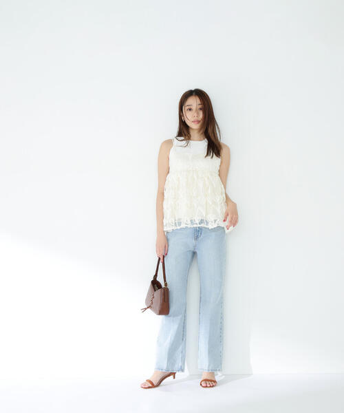 NATURAL BEAUTY BASIC(ナチュラルビューティーベーシック)の「◇シアーレースボリュームキャミ(キャミソール・レディース・オフホワイト・FREE)」の8枚目の写真