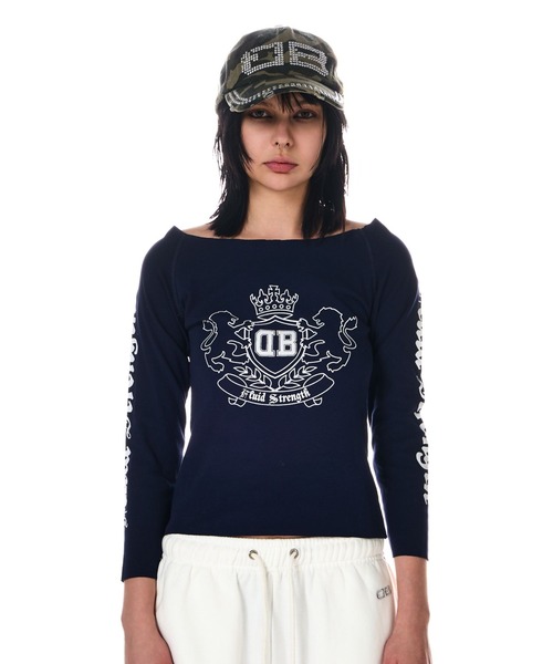 BEEDEN(ビーデン)の「BD EMBLEM FIT L/S TEE(Tシャツ/カットソー・レディース・ネイビー/レッド/グレー・FREE)」の3枚目の写真