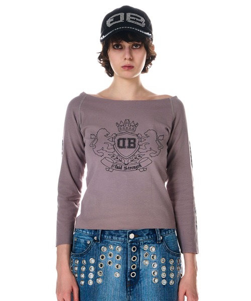 BEEDEN(ビーデン)の「BD EMBLEM FIT L/S TEE(Tシャツ/カットソー・レディース・ネイビー/レッド/グレー・FREE)」の1枚目の写真