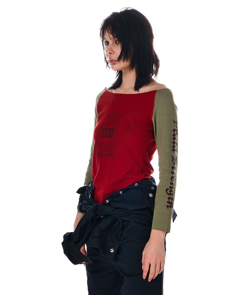 BEEDEN(ビーデン)の「BD EMBLEM FIT L/S TEE(Tシャツ/カットソー・レディース・ネイビー/レッド/グレー・FREE)」の5枚目の写真