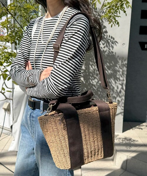 fredy emue（フレディエミュ）の「テープハンドルカゴバッグ（かごバッグ・レディース・ブラック/ブラウン/ベージュ系その他/ブラック系その他・FREE）」の7枚目の写真