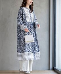 rps | プリント切替7分袖前開きワンピース(ワンピース)