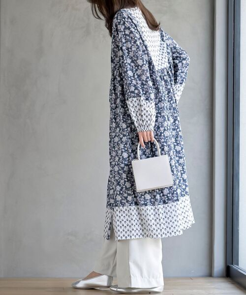 rps（アールピーエス）の「プリント切替７分袖前開きワンピース（ワンピース・レディース・グリーン/イエロー/ブルー/ネイビー・フリー）」の16枚目の写真