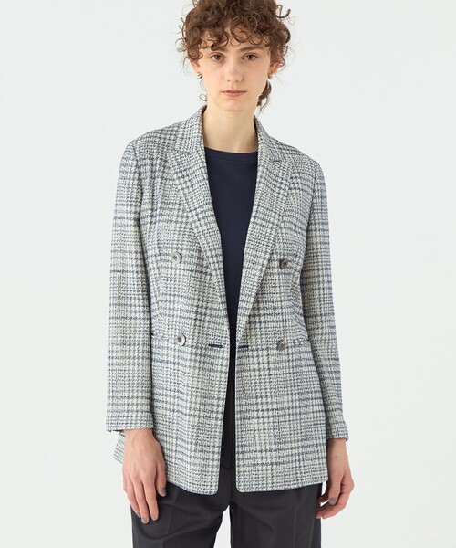 シャドーグレンチェック ダブルブレストライトジャケット（テーラード