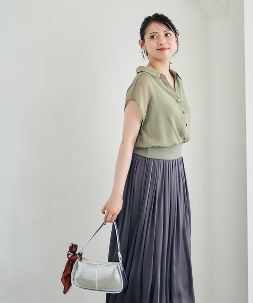 12Twelve Agenda(トゥエルブ アジェンダ)の「シアーシャツインナー付プルオーバー(Tシャツ/カットソー・レディース・ブラウン/アイボリー/カーキ/チャコールグレー・M)」の15枚目の写真
