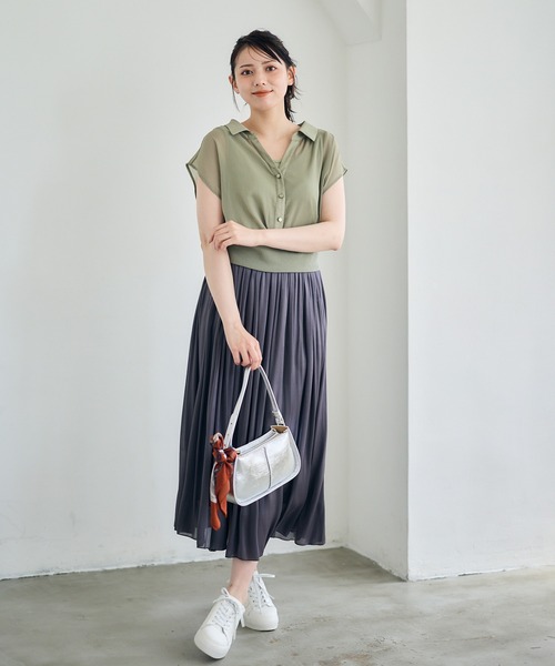 12Twelve Agenda(トゥエルブ アジェンダ)の「シアーシャツインナー付プルオーバー(Tシャツ/カットソー・レディース・ブラウン/アイボリー/カーキ/チャコールグレー・M)」の16枚目の写真