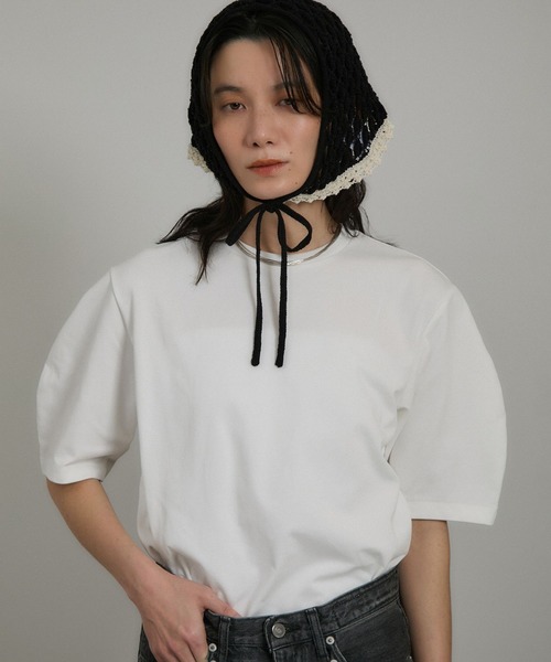 SALON adam et rope'(サロン アダム エ ロペ)の「クロシェバブーシュカ/スカーフ(バンダナ/スカーフ・レディース・ブラック/オフホワイト・FREE)」の7枚目の写真