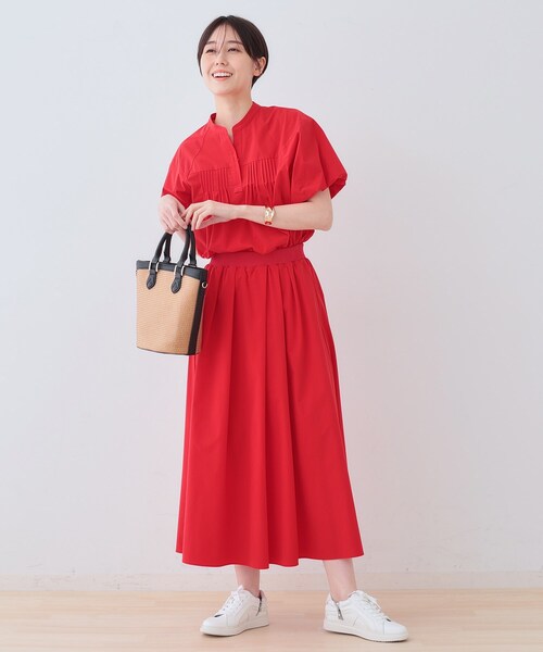 INDIVI（インディヴィ）の「【通気性◎撥水／UVケア／SETUP可能】アクティブスカート（スカート・レディース・ブラック/オリーブ/レッド系1/ホワイト・05/13/15 /19/36/38/40）」の20枚目の写真